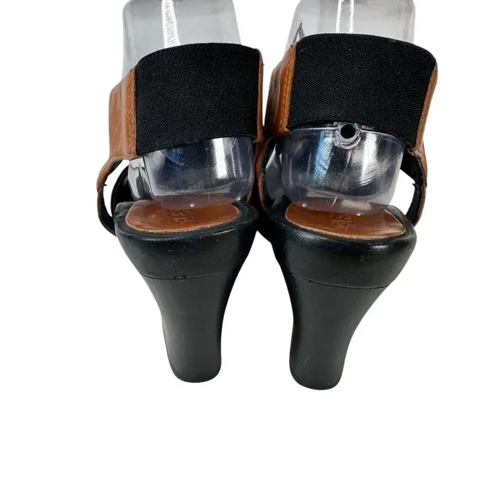 The Flexx Stylish Black and Brown Wedge Sandals Size 10